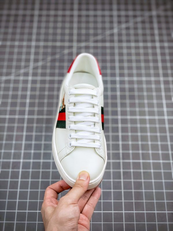 Gucci Replica White Sneakers Set, Italy Leather, Classic Red - Image 3