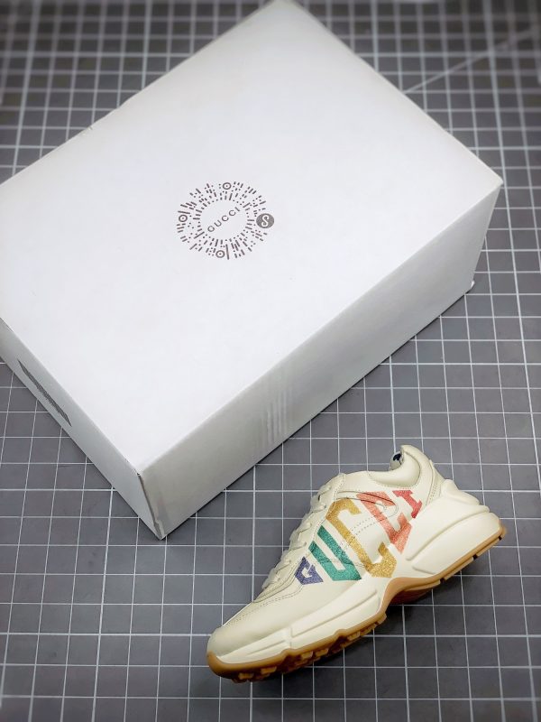 Replica Gucci Rhyton Vintage Trainer 5D Leather Sneakers - Image 4