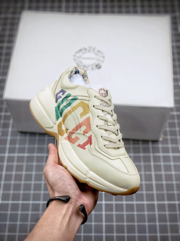 Replica Gucci Rhyton Vintage Trainer 5D Leather Sneakers